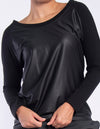 Alysh USA | Blouse with leatherette combination